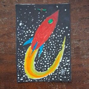 Handcrafted Vibrant Rocket Card